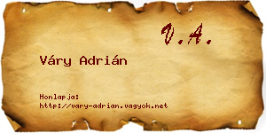 Váry Adrián névjegykártya